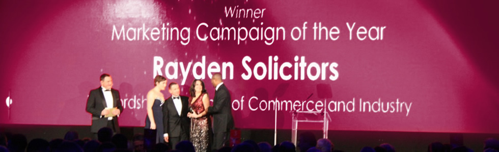 Rayden Solicitors Marketing Campaign of the Year Winner
